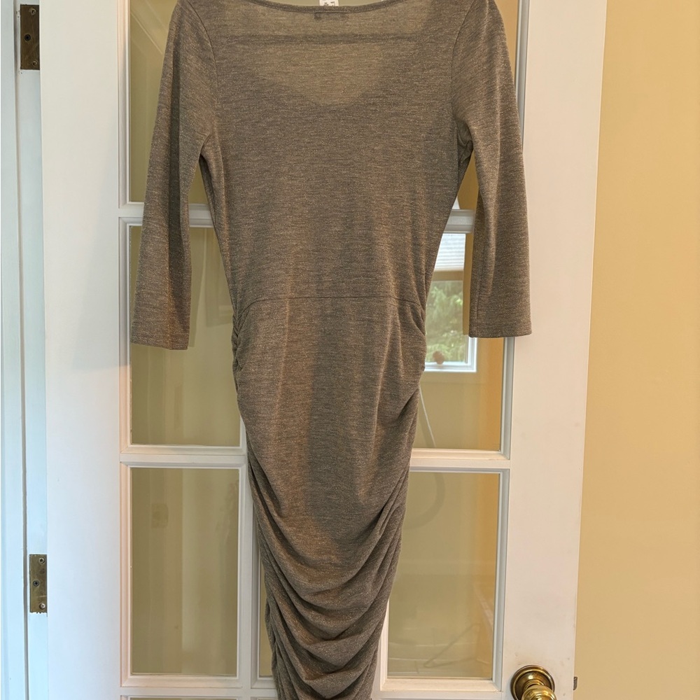 VENUS Gray Asymmetrical Ruched Bodycon Dress